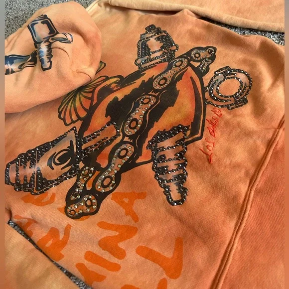 The Great China Wall Vintage RARE Hoodie Swarovski Crystals Sweatshirt handmade - Picture 2 of 9